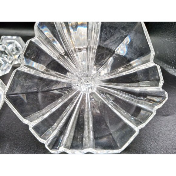 Candlestick Holders Clear 7 Inch Set 2 Elegant Design Vintage Glass Crystalline - Picture 12 of 14